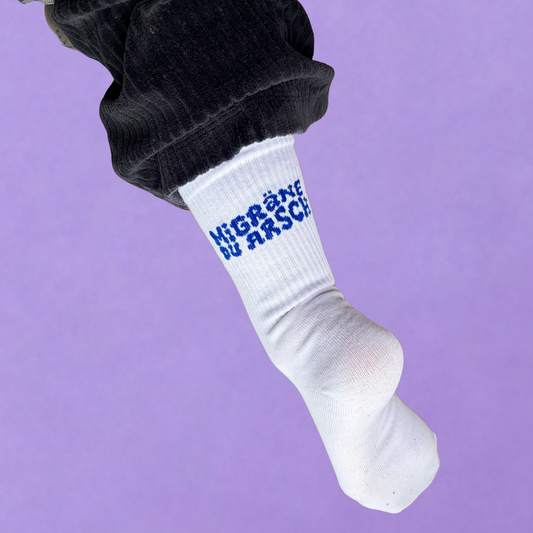 Statement Socken  "Migräne du Arsch"